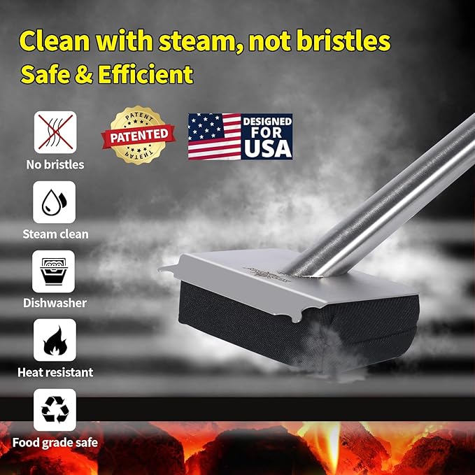 Grill Brush Bristle Free,(Only Replaceable Cleaning Head No Grill Brush)-Black
