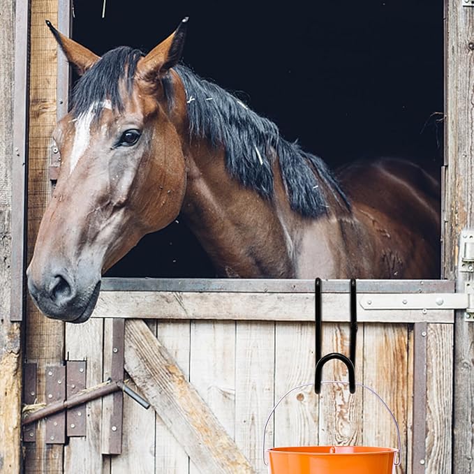 4 Inch Tack Hook, Over Rail Bridle Hooks Heavy Duty Horse Water Bucke, Horse Stall Hooks for Fence Stables Cloakroom Garage (6PCS)