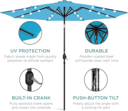 Best Choice Products 10ft Solar Polyester LED Lighted Patio Umbrella w/Tilt - Image 5