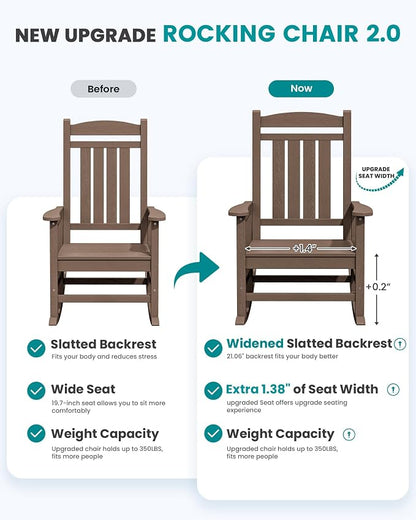 SERWALL Outdoor Rocking Chair Set of 6, Patio Rocking Chair, Porch Rocker - Image 3