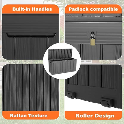 PatioZen 75 Gallon Resin Deck Box, Outdoor Lockable Storage Box - Image 3