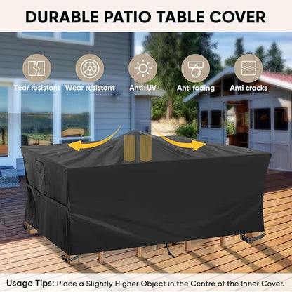 BALEINE Patio Furniture Covers, Outdoor Furniture Covers Waterproof, Heavy Duty Oxford Patio Table Cover for Outdoor Table, Chair, Sofa, Desk (Black 111"L×74"W×30"H)