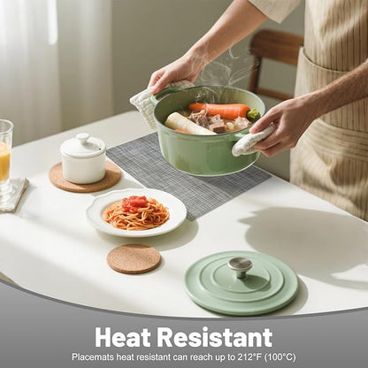 Placemats Set of 12，Non-Slip PVC Weave Table Mats Easy to Clean，Heat Resistant Place Mats for Kitchen Dining Table Decoration Indoor Outdoor，Gray