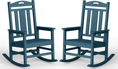 Oversized Outdoor Rocking Chairs Set of 2, 380lbs Heavy-Duty Large Patio Rocker by CIOKEA