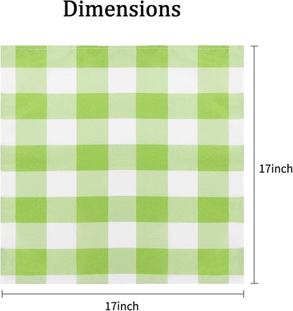 Buffalo Plaid Table Napkins Set of 50 Checkered Cloth Napkins 17x17 inch Washable Dinner Gingham Pattern Napkins Soft Napkins for Wedding Party Dining Banquet(Emerald and White)
