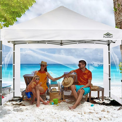 Instant Canopy Sidewalls for 10x10 Pop Up Canopy Tent, 300D Waterproof Material for Outdoor Events, Vendor Booths, and Privacy (Sidewalls Only, Canopy Not Included) (White, 10x10ft-clear Window)