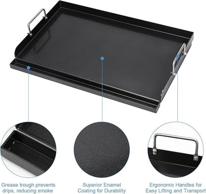 Universal Griddle Plate for Gas Grill – Premium Ceramic Coating Cooking Griddle for Gas Stove/Charcoal/Electric, 25x16 Inches, Flat Top Plate Insert for Outdoor Grill