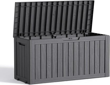 75 Gallon Outdoor Storage Box – Resin Deck Box with Lockable Lid, Waterproof Patio Furniture Storage for Tools, Garden & Yard Organization