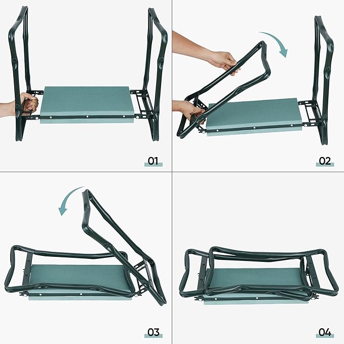 HomGarden Upgraded Folding Garden Kneeler Seat Bench Stool w/Thicken & Widen - Image 5