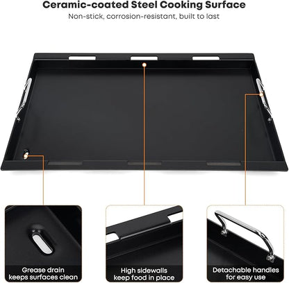 Stanbroil Full Size Griddle Insert for Weber Genesis II & LX 300 Series Gas Grills, Ceramic Coated Flat Top Griddle for Weber Genesis 310 315 335 340 345 & 325s - Black