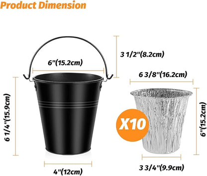 Drip Grease Bucket & 10 Pack Bucket Liners Set Compatible for Pit Boss Traeger Oklahoma Joe's Camp Chef Z Grill and More Pellet Grills Replacement Parts
