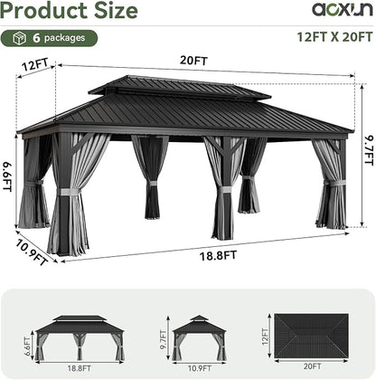 Aoxun Hardtop Gazebo 12x20 - Image 2