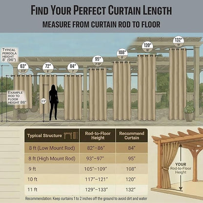 Waterproof Outdoor Curtain W52 x L63 - Image 3