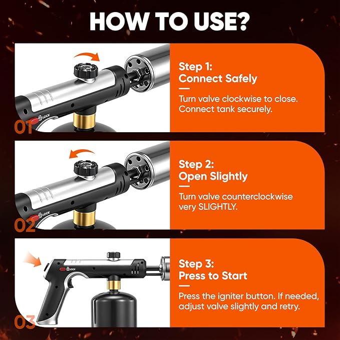 Propane Torch, Adjustable Flame Propane Torch, Precision High Heat Blow Torch, Christmas Gift for Grilling, Charcoal Ignition, Culinary Tasks & Home Improvement (2)