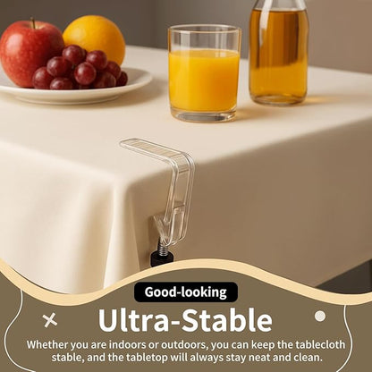 12 Pieces Adjustable Tablecloth Clips, Suitable for Tables 0.4 to 1.96 Inch Thick. Strong and Stable Grip to Prevent Tablecloth Slippage. Damage-Free Table Cloth Holder Clips, Easy to Install.