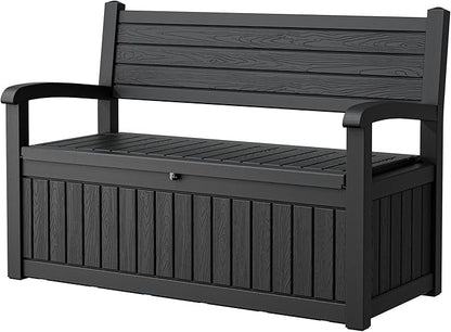 80-Gallon Lockable Outdoor Storage Bench, Waterproof Outdoor Deck Storage Boxes by Unknown