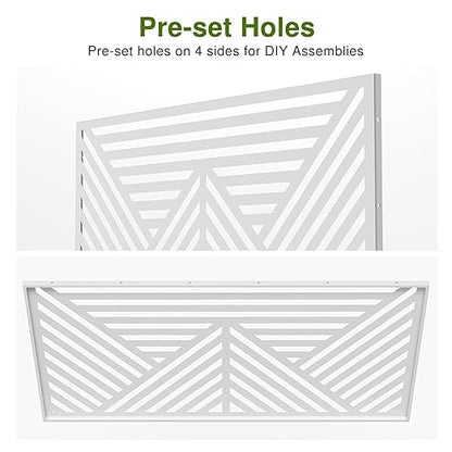 Casaphoria 72" H x 47" W Metal Outdoor Privacy Screen, Freestanding Decorative Divider for Patio, Deck, Balcony, and Garden with Stable Base, White Zodiac