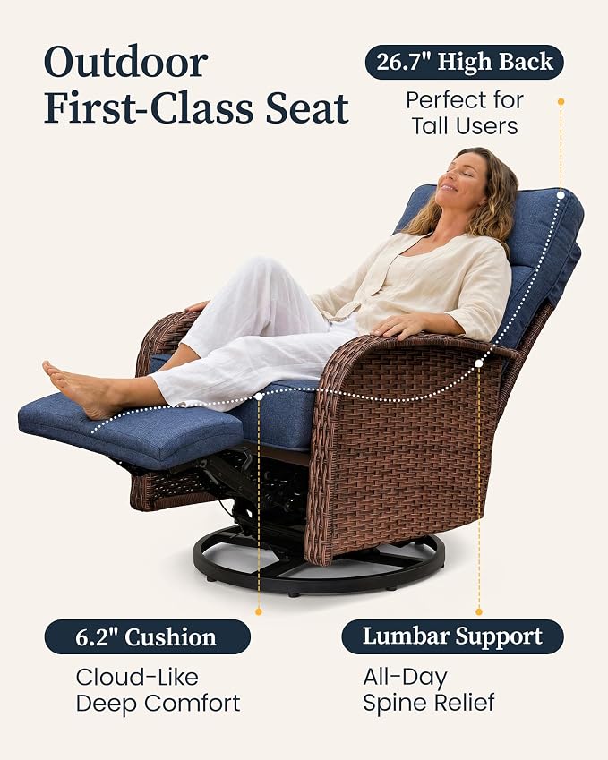 Resort-Grade Recliners Patio Furniture, 6.2" Ultra Thick Cushions | Heavy Duty - Image 6