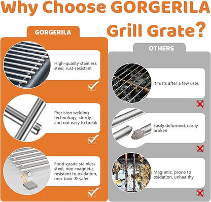 17.5 Inch Grill Grates for Weber Spirit 300 & Spirit II GS4 300 Series 3 Burner Grill Parts Stainless Steel Cooking Grate Replacement Parts for Spirit 700 Gas Grill
