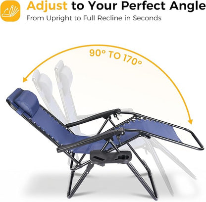 NEWBULIG Zero Gravity Chairs Set of 4, Folding Lounge Recliner Chair | Portable - Image 3