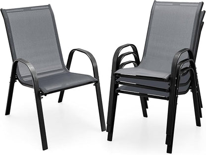 COSTWAY Patio Stackable Dining Chairs Set of 4 by COSTWAY