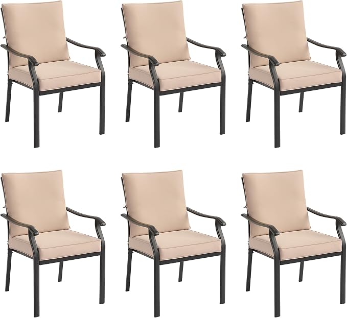 LVUYOYO Outdoor Patio Dining Chairs Set of 6, Metal Stackable Chairs Set by LVUYOYO