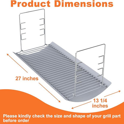 LS'BABQ 27 Inch Charcoal Ash Pan Replacement for Chargriller 1224, 1324, 2121, 2222, 2727, 2828, 2929, Charbroil 17302056 Charcoal Grills, Charcoal Tray Grates with 2pcs Fire Grate Hangers