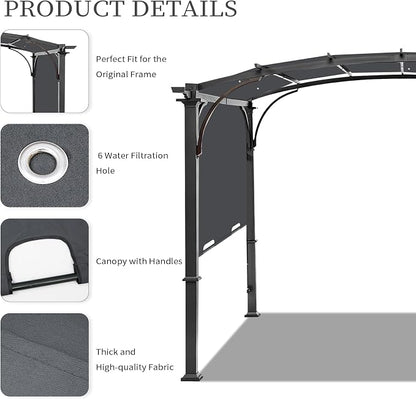 200x103 in Pergola Canopy Replacement Shade Cover Only, Dark Gray | Fits 10x10 - Image 4