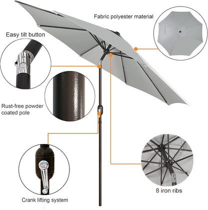 9' Outdoor Patio Umbrella, Outdoor Table Umbrella, Yard Umbrella, Market - Image 2