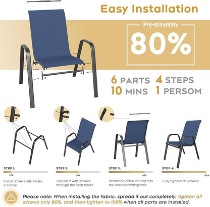 Patio Dining Chairs Set of 8 Outdoor Stackable Dining Chairs - Image 6