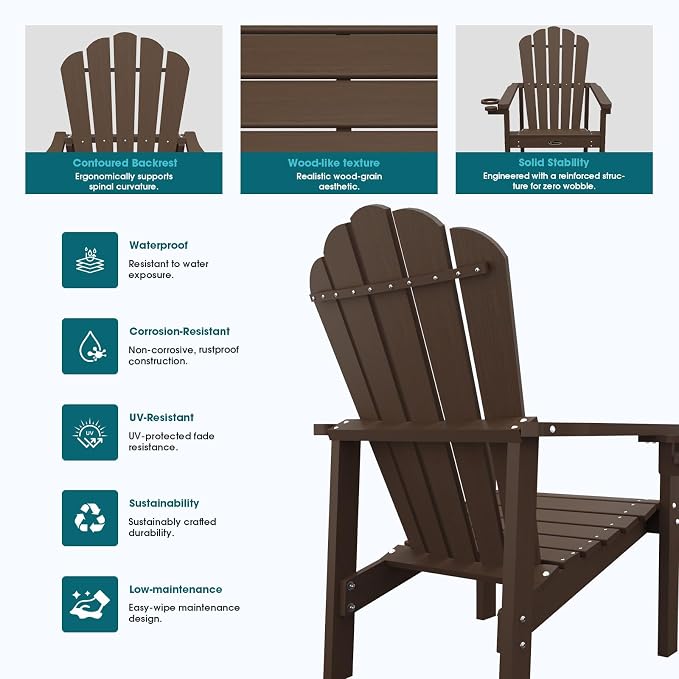THOEOE Stackable Adirondack Chair Set of 6, Fire Pit Chairs, Space Saving - Image 6