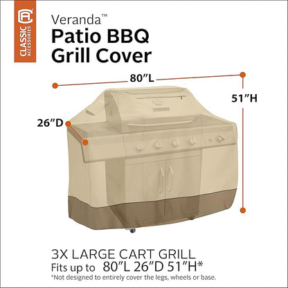 Classic Accessories Veranda Water-Resistant 80 Inch BBQ Grill Cover