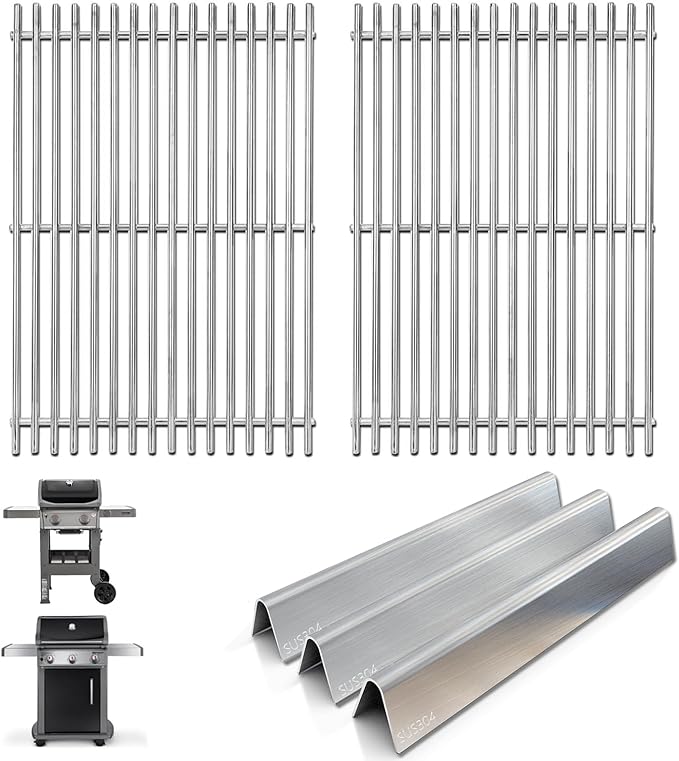 7637 Grill Grates 7635 Flavorizer Bars for Weber Spirit and GS4 Spirit II 200 Series Grills E210 S210 E215 E220 S215 S220, Spirit 2 E210 S210 Replacement Parts (Front Mount Controls) Stainless Steel