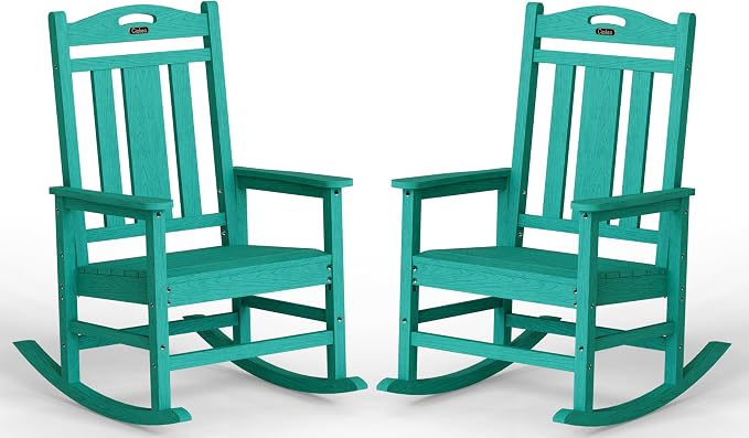 Oversized Outdoor Rocking Chairs Set of 2, 380lbs Heavy-Duty Large Patio Rocker by CIOKEA