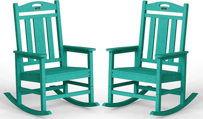 Oversized Outdoor Rocking Chairs Set of 2, 380lbs Heavy-Duty Large Patio Rocker by CIOKEA