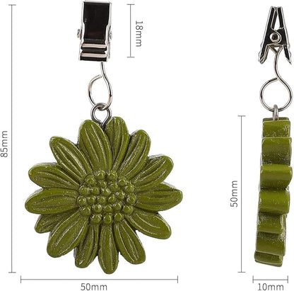 TwoFish Home Set of 4 Green Sunflower Resin Tablecloth Weights Clips Green Sunflower Handicraft Tablecloth Clamps Pack of 4