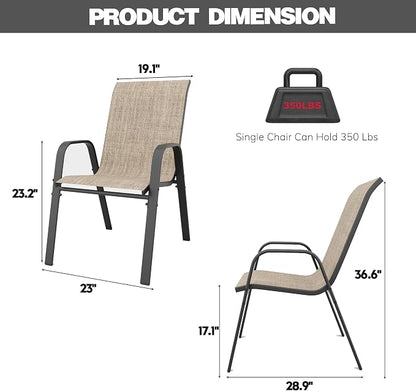 Patio Chairs Set of 4, Stackable Outdoor Dining Chairs - Image 2