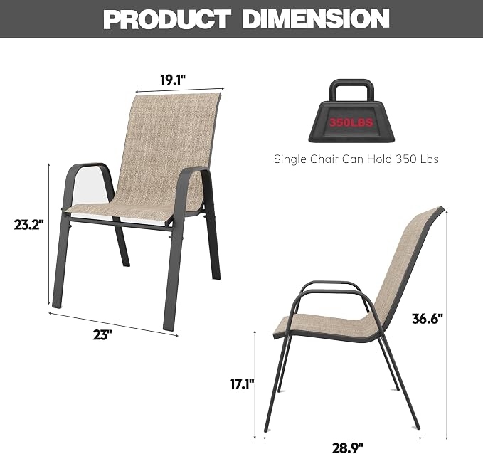 Stackable Patio Chairs Set of 8, Outdoor Chairs Set - Image 2