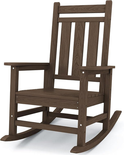 Oversized Outdoor Rocking Chair, HDPE Patio Rockers, Coffee | | All-Weather by KINGYES