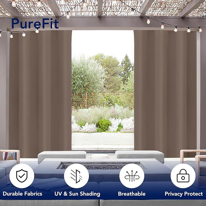 PureFit Outdoor Curtains for Patio Waterproof Weatherproof Outside Curtains | - Image 3