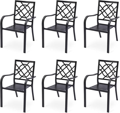 Patio Dining Chairs Set of 6, Stackable Metal High Back Chairs Set by Aoodor