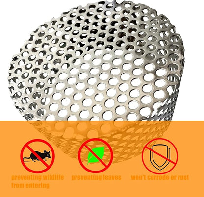 PVC Termination Cap Vent Cover, Stainless Steel Mesh Screen Vent Cover Slot for 4.24" to 4.34" ID Furnace and Roof Vent Pipe, Conical Vent Cap Rust preventing Leaves Debris, Birds Entering