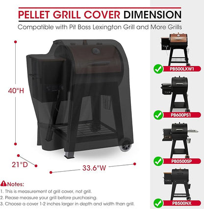 Unicook Pellet Grill Cover for Pit Boss Lexington 500, 540, Pro 600 and Tailgater, Outdoor Waterproof Wood Pellet BBQ Smoker Cover, All Weather Protection