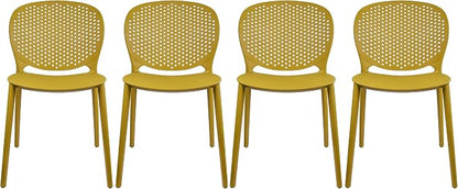 2xhome Set of 4 Patio Dining Chairs | Modern Stackable Outdoor Pool Side Chair by 2xhome