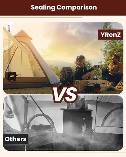 Wood Stove,YRenZ Hot Tent Stove with 7-Section Stainless Steel Chimney, HeatControl Stovepipe and Elbow Pipe, Wood Burning for Outdoor Camping and Ice Fishing