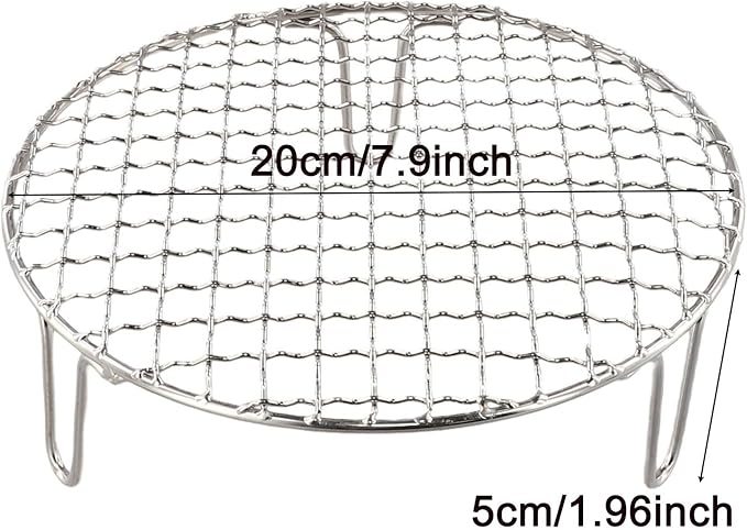 Stainless Steel BBQ Grill Grid with Legs, Round Grid Cooking Net, Even Heating for Outdoor Camping and Home Barbecue(20cm)