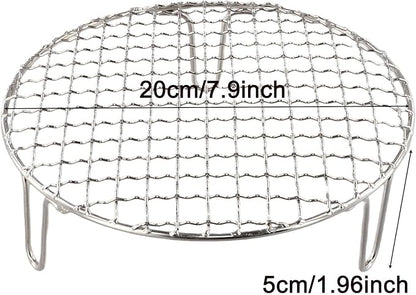 Stainless Steel BBQ Grill Grid with Legs, Round Grid Cooking Net, Even Heating for Outdoor Camping and Home Barbecue(20cm)