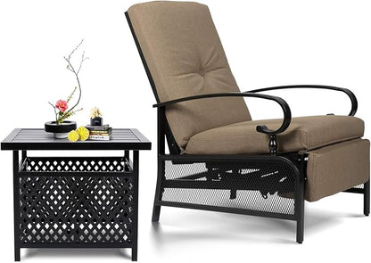 SUNCROWN Outdoor Recliner Chair Patio Adjustable Recliner Chair and Side Bistro by HOME