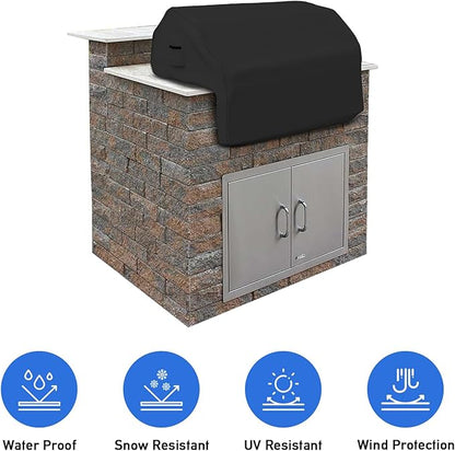 Covers & all Built-in Outdoor Grill Cover, Durable Heavy Duty 18 Oz Waterproof Cover Tuff Material with Air Pocket & Elastic for Snug Fit (36" W x 26" D x 24" H inches, Black)