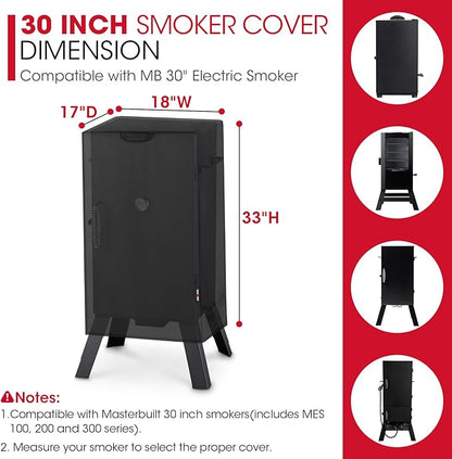 Unicook 30 Inch Electric Smoker Cover for Masterbuilt, Heavy Duty Waterproof Vertical Smoker BBQ Grill Cover, All Weather Resistant, 18" W x 17" D x 33" H